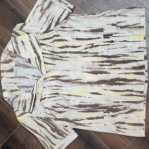 Lightweight Full Zip Short sleeve Chico Energy Jacket Cream/Brown sz 2 (Large)